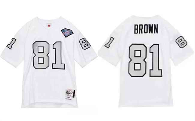 Men's Las Vegas Raiders #81 Tim Brown White 1994  Stitched Football Jersey